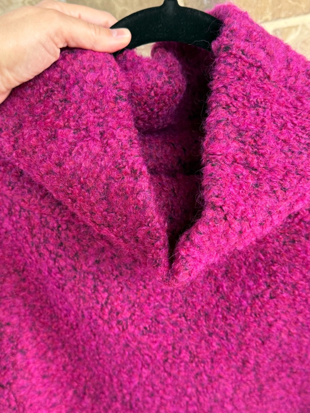 Bryn Walker Cozy Womens Boucle Knit Funnel Neck Cropped Sweater - Berry - Picture 4 of 4